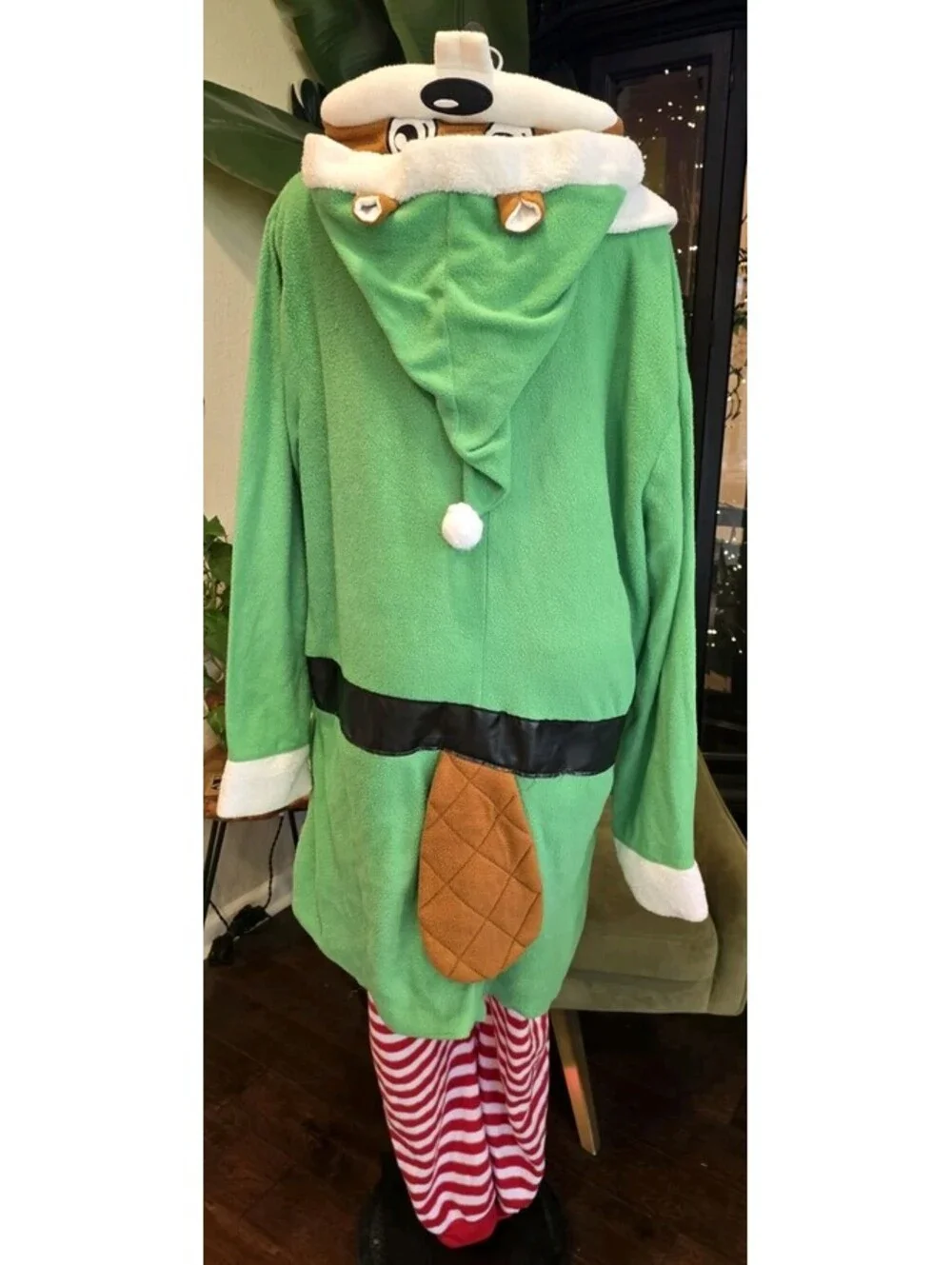 Buc-ee's Christmas Elf Beaver Mascot Union Suit One-Piece Pajamas 2XL EUC